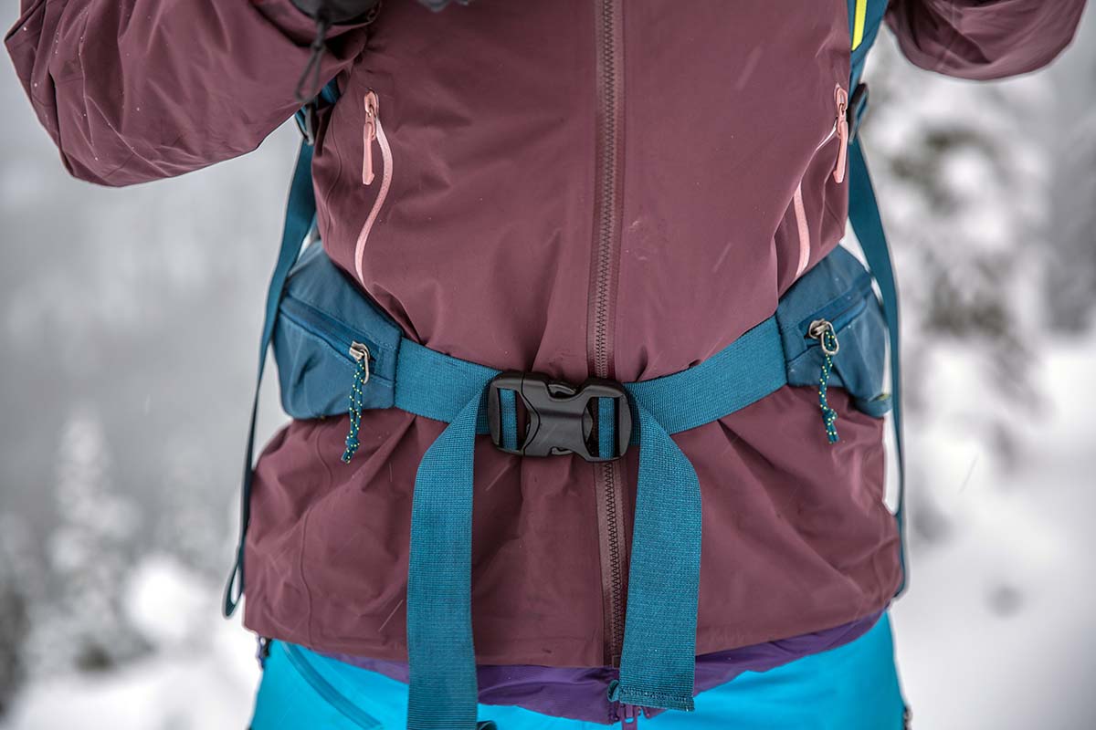 Hipbelt detail (Patagonia Descensionist 40L ski pack)